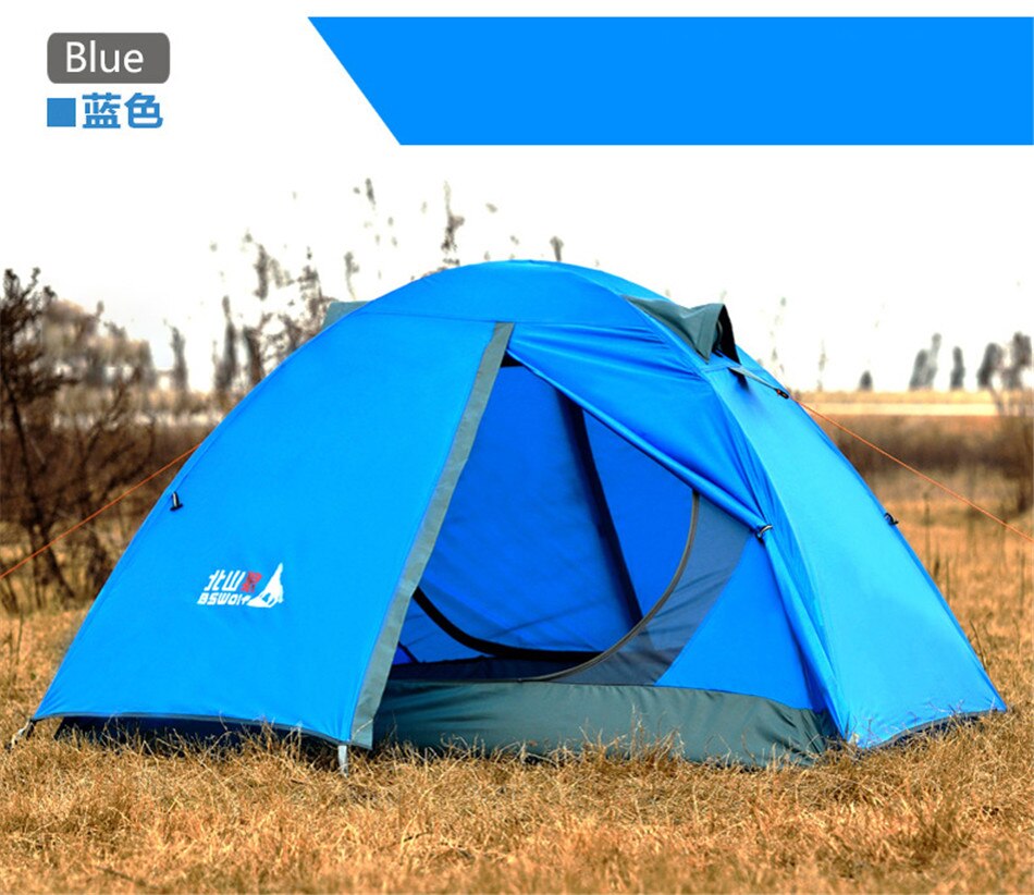 Cheap Goat Tents Outdoor 1 2 Person Camping Tent 210D Oxford Waterproof Double layer Tent Two Door Anti mosquito Breathable Fishing Hiking Tents   
